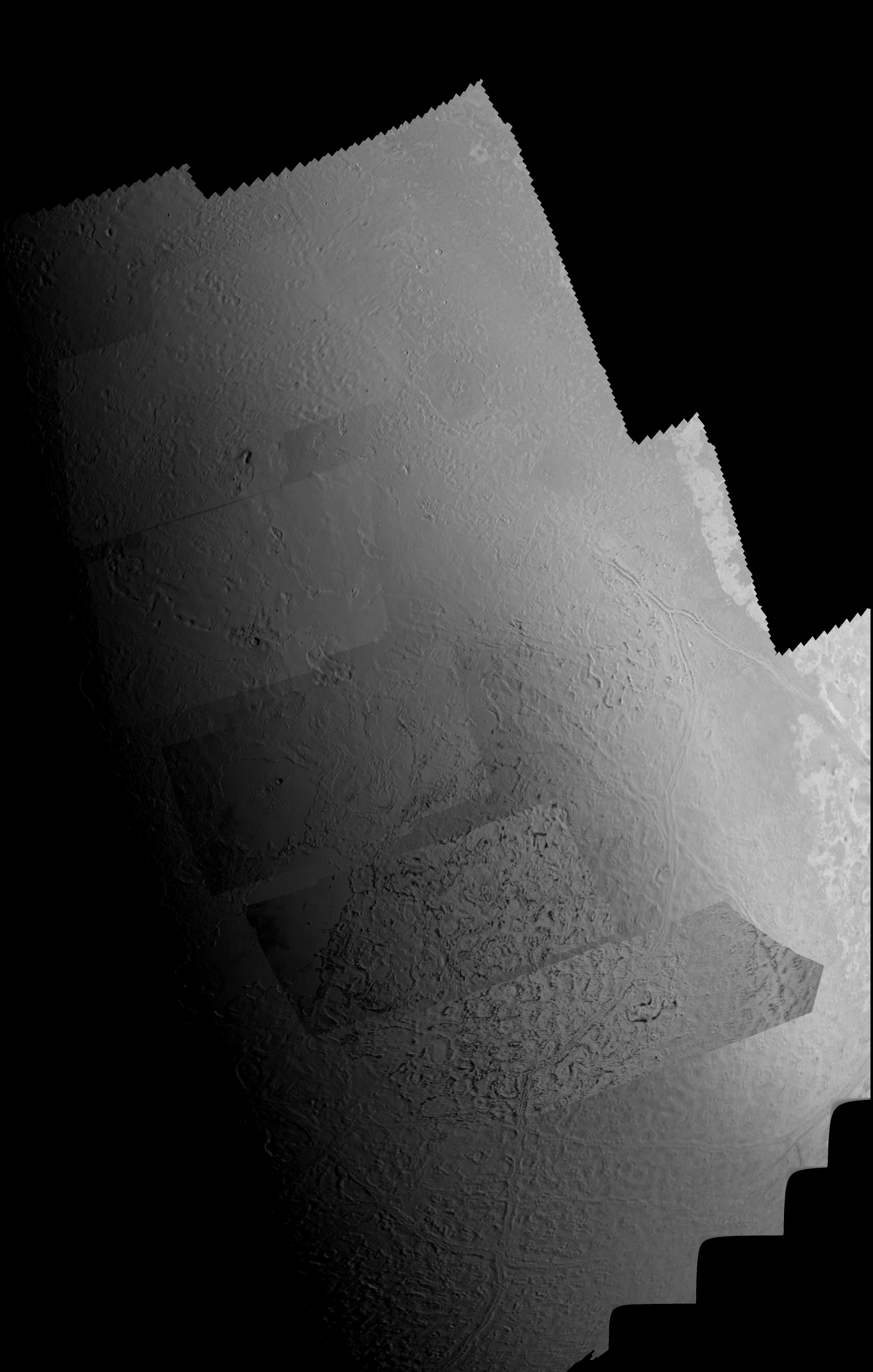 Triton mosaic — the highest-resolution images of Neptune's largest moon taken by Voyager 2 in 1989.