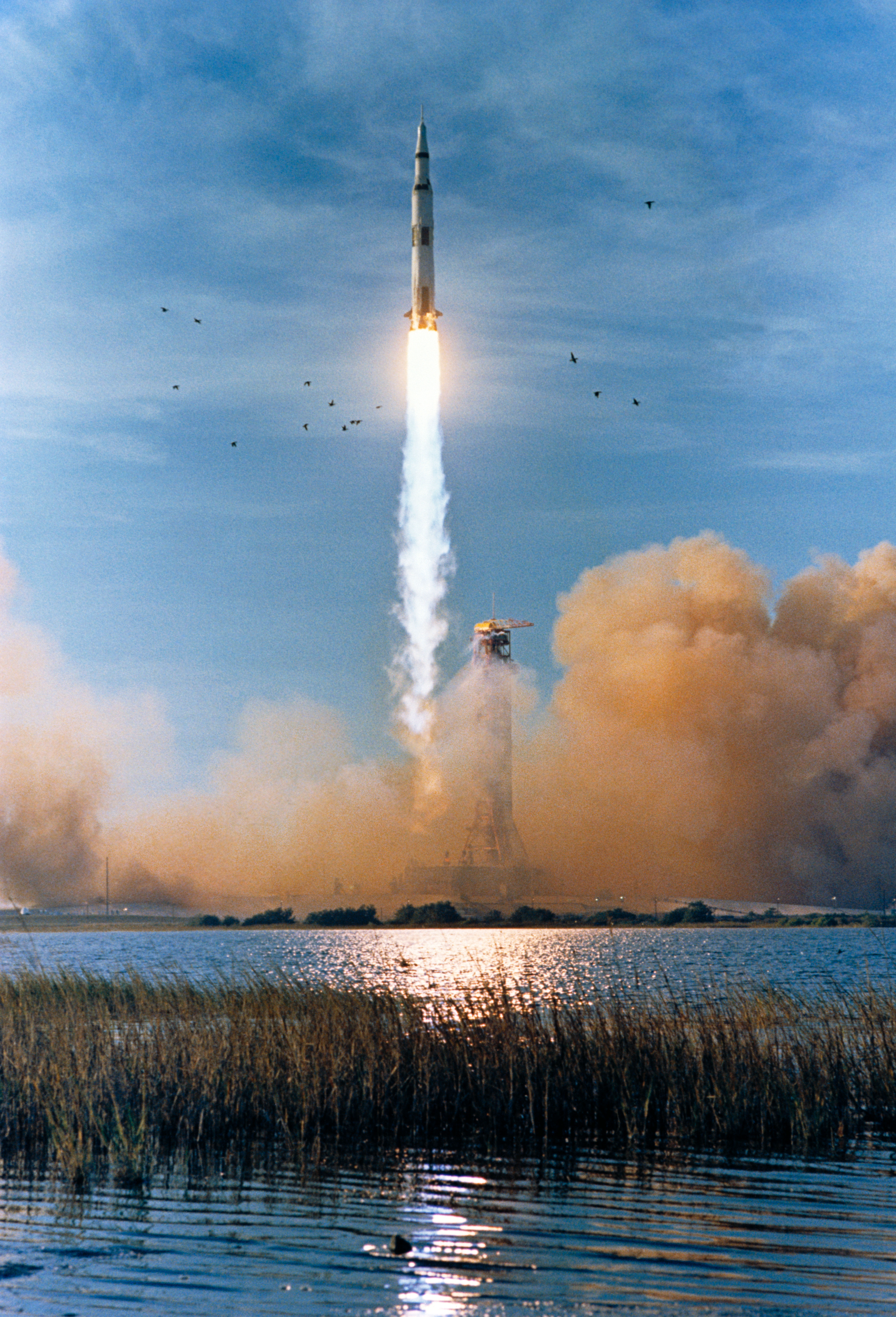 Saturn V rocket launching Apollo 8 from Kennedy Space Center on December 21 1968.