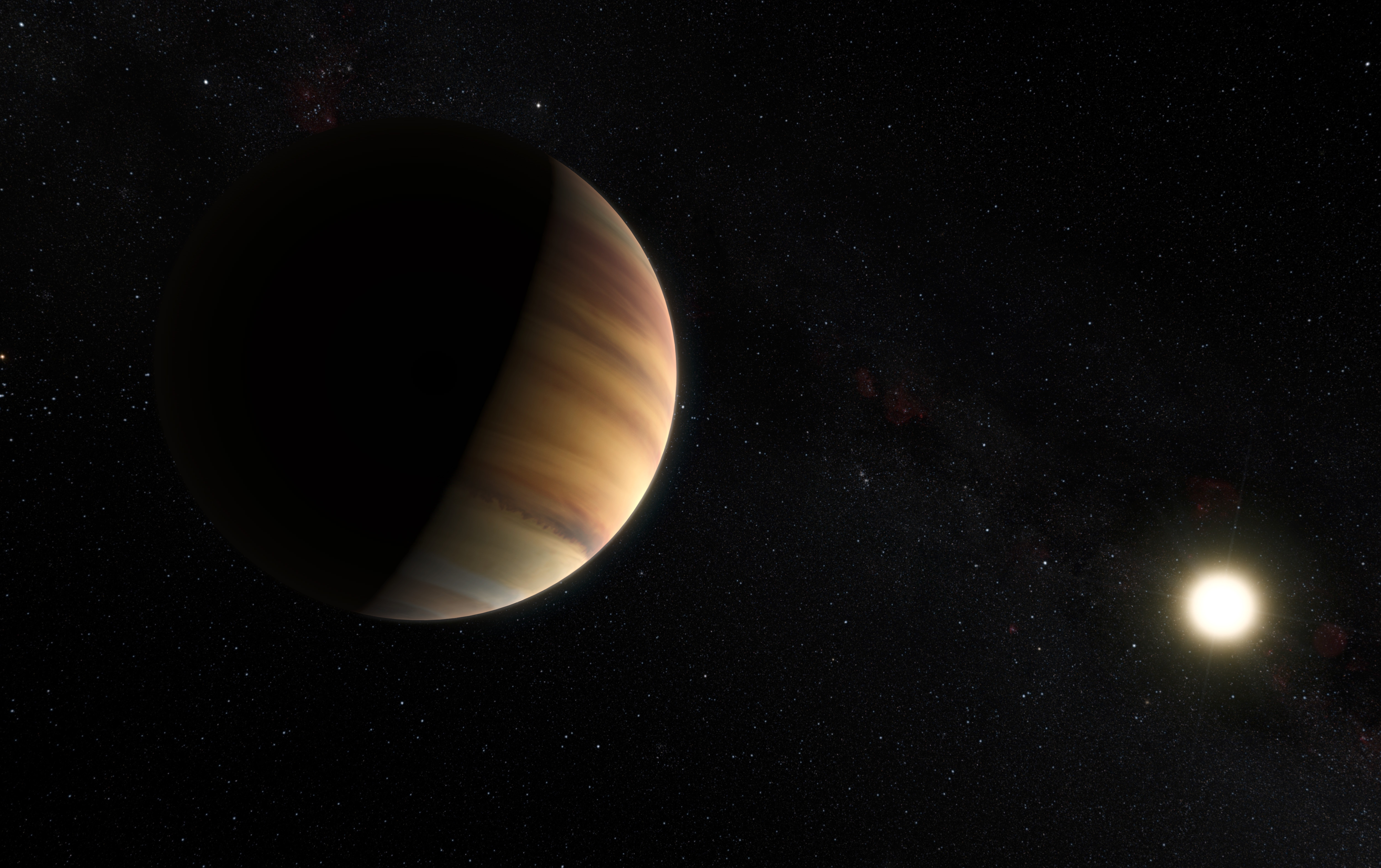 Artist's impression of 51 Pegasi b, the first exoplanet found orbiting a Sun-like star