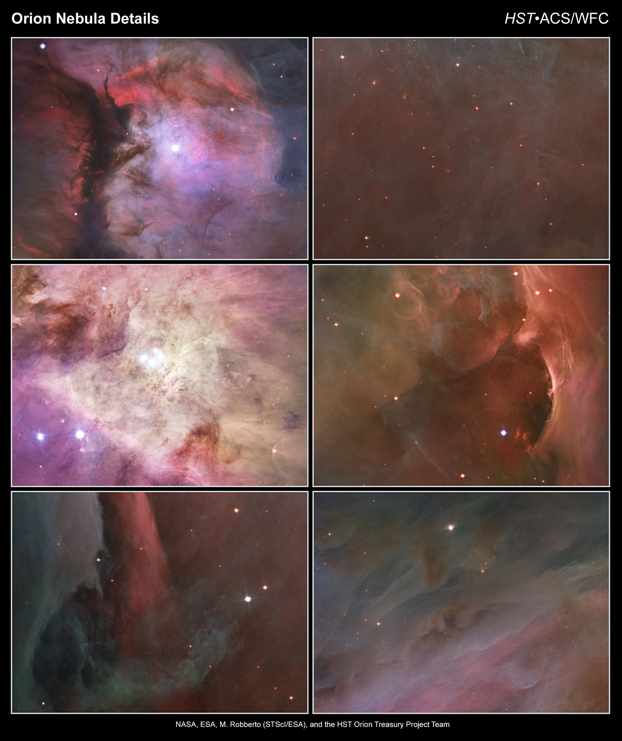 Hubble detail of the Orion Nebula core and Trapezium region