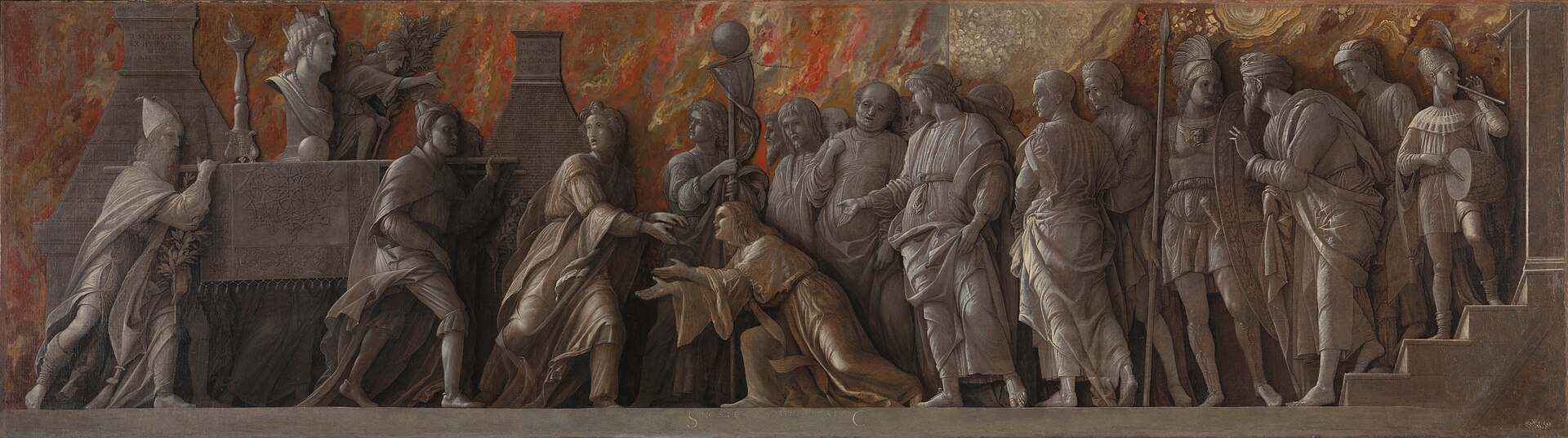 Grisaille frieze of the cult of Cybele being received at Rome