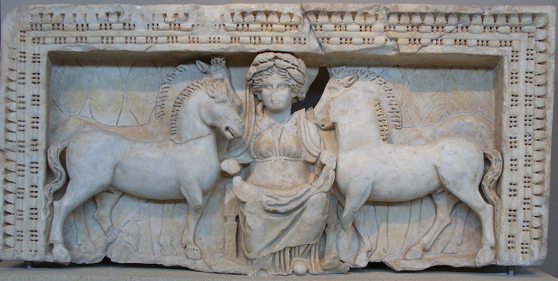 Relief of the horse-goddess Epona seated between two horses