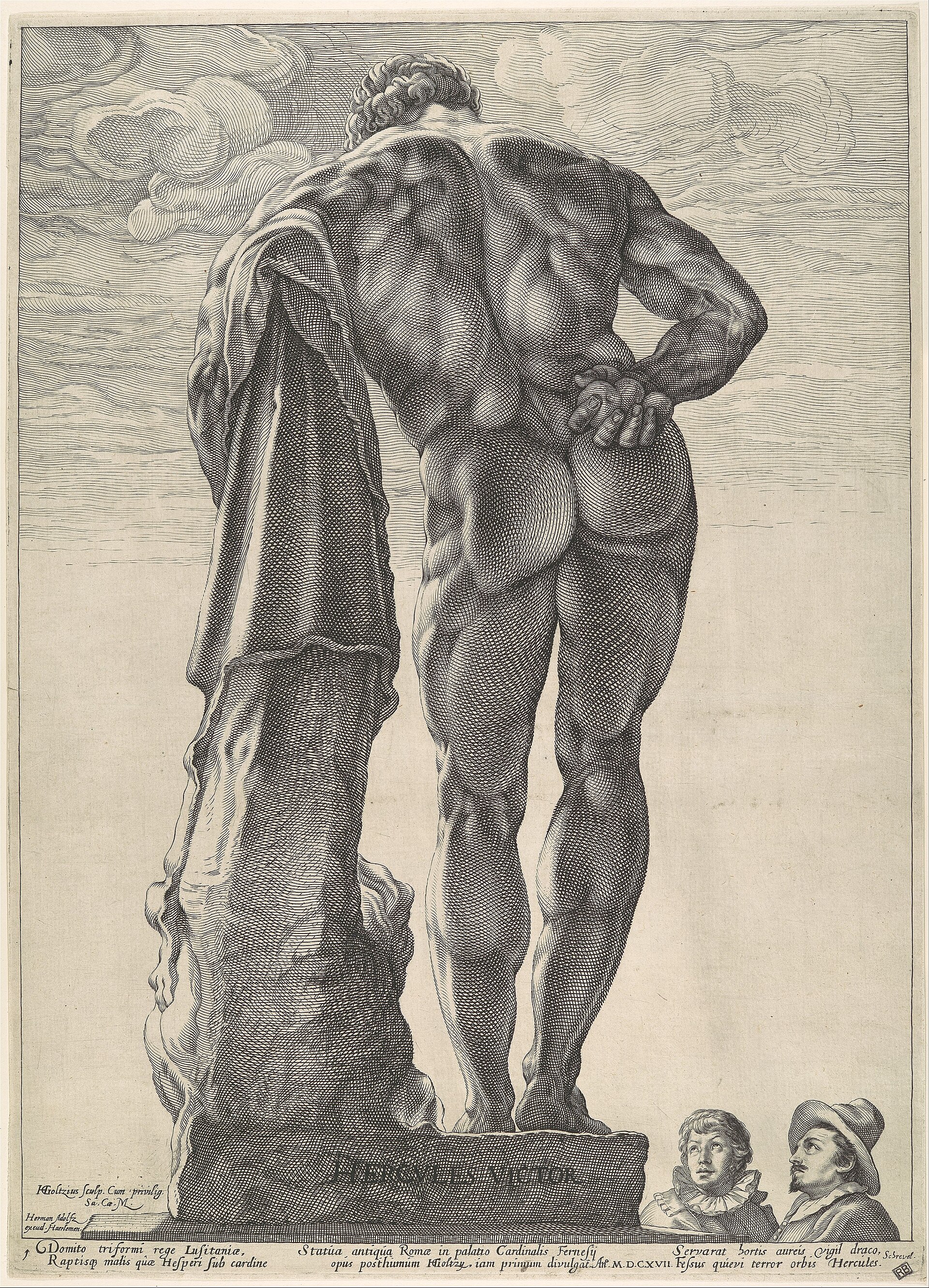 The Farnese Hercules, print after the antique statue by Glykon of Athens