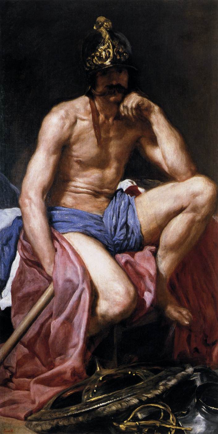 Mars armed with spear, shield, and helmet