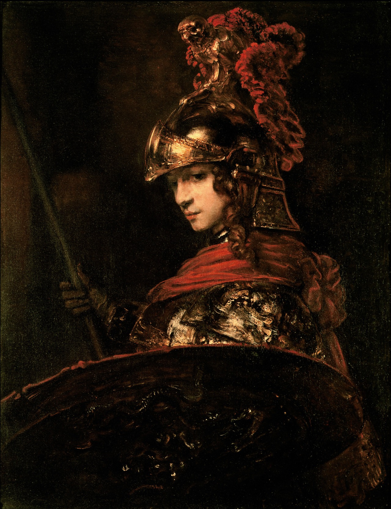 Minerva helmeted with spear and owl