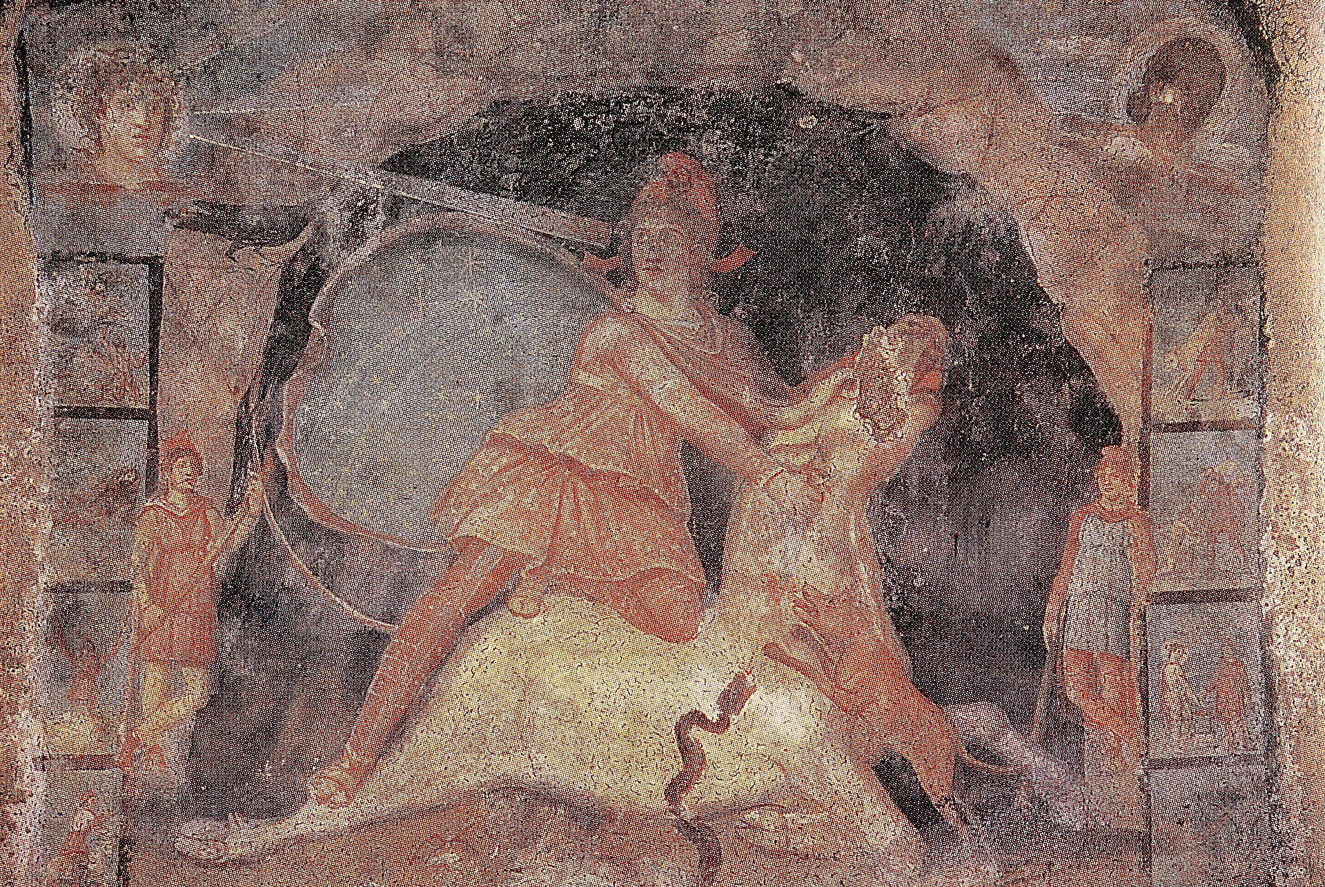 Painted tauroctony fresco of Mithras slaying the bull, Mithraeum of Marino