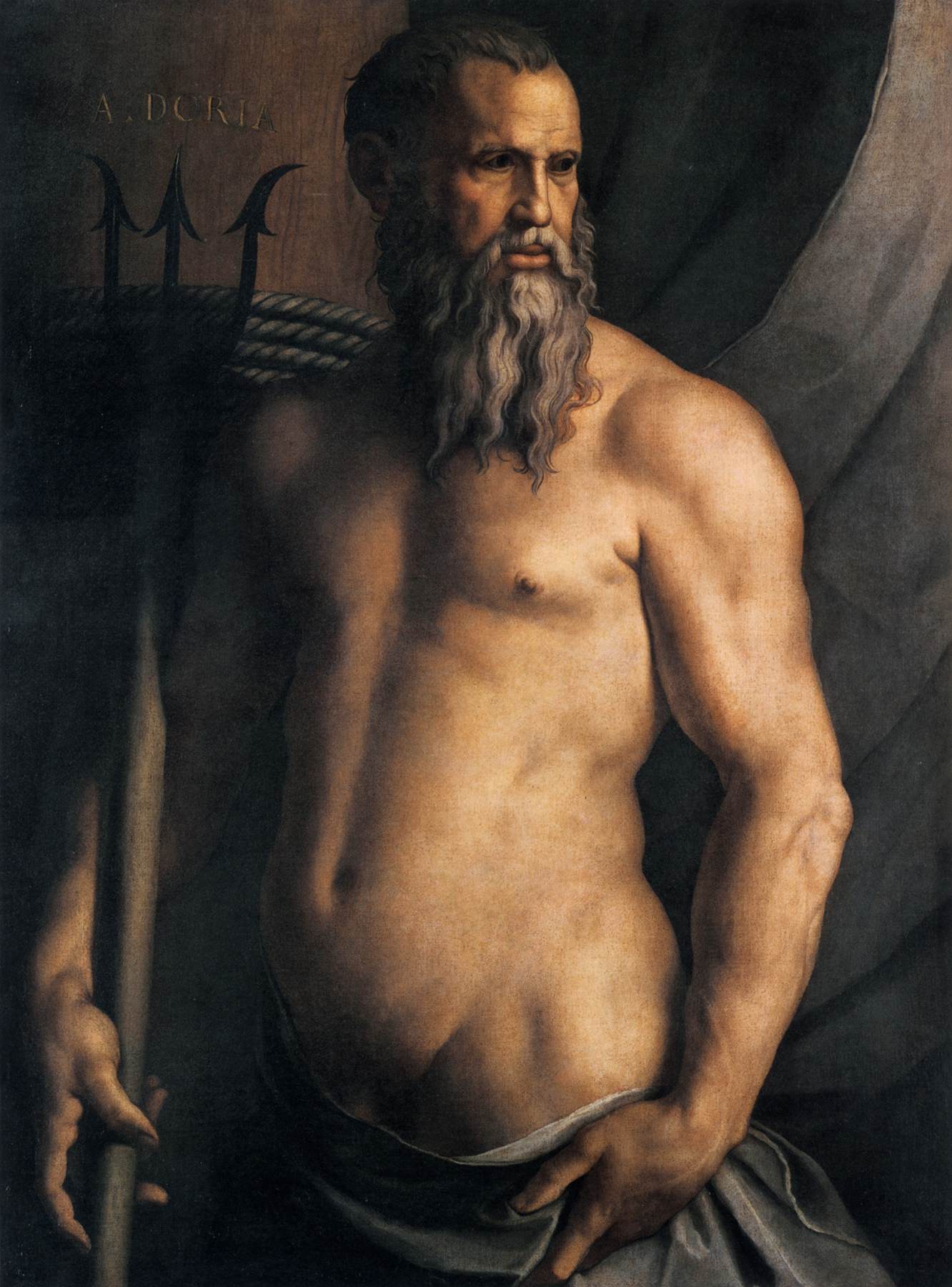Andrea Doria portrayed as Neptune with a trident, portrait by Agnolo Bronzino