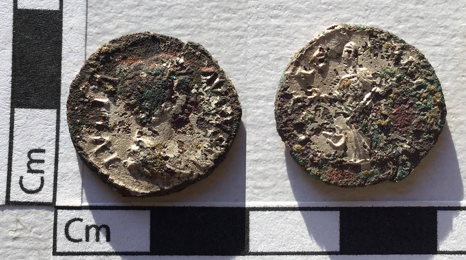 The goddess Pietas at an altar on a silver denarius of Julia Domna