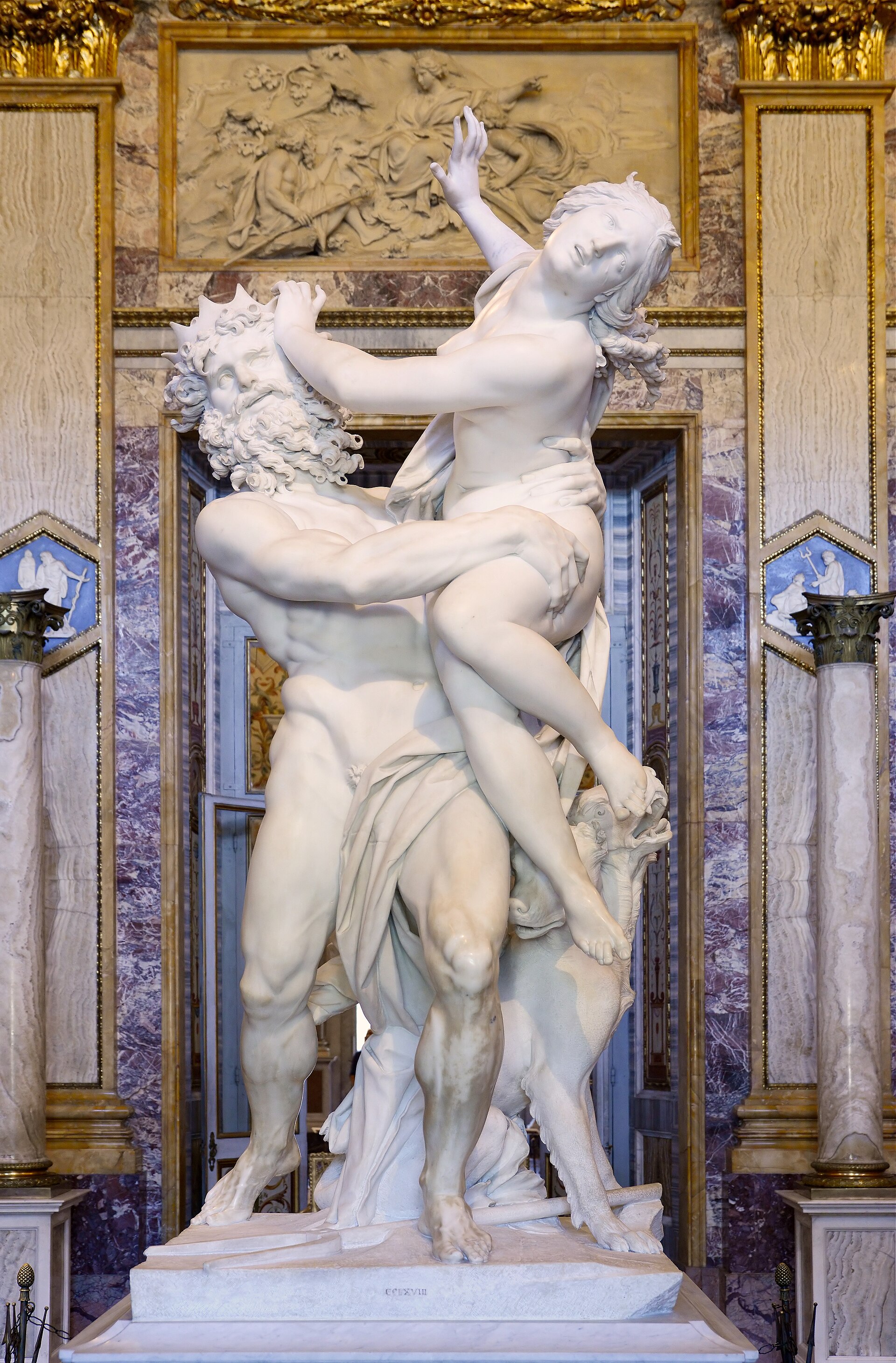 Bernini’s marble group of Pluto seizing Proserpina, with Cerberus below