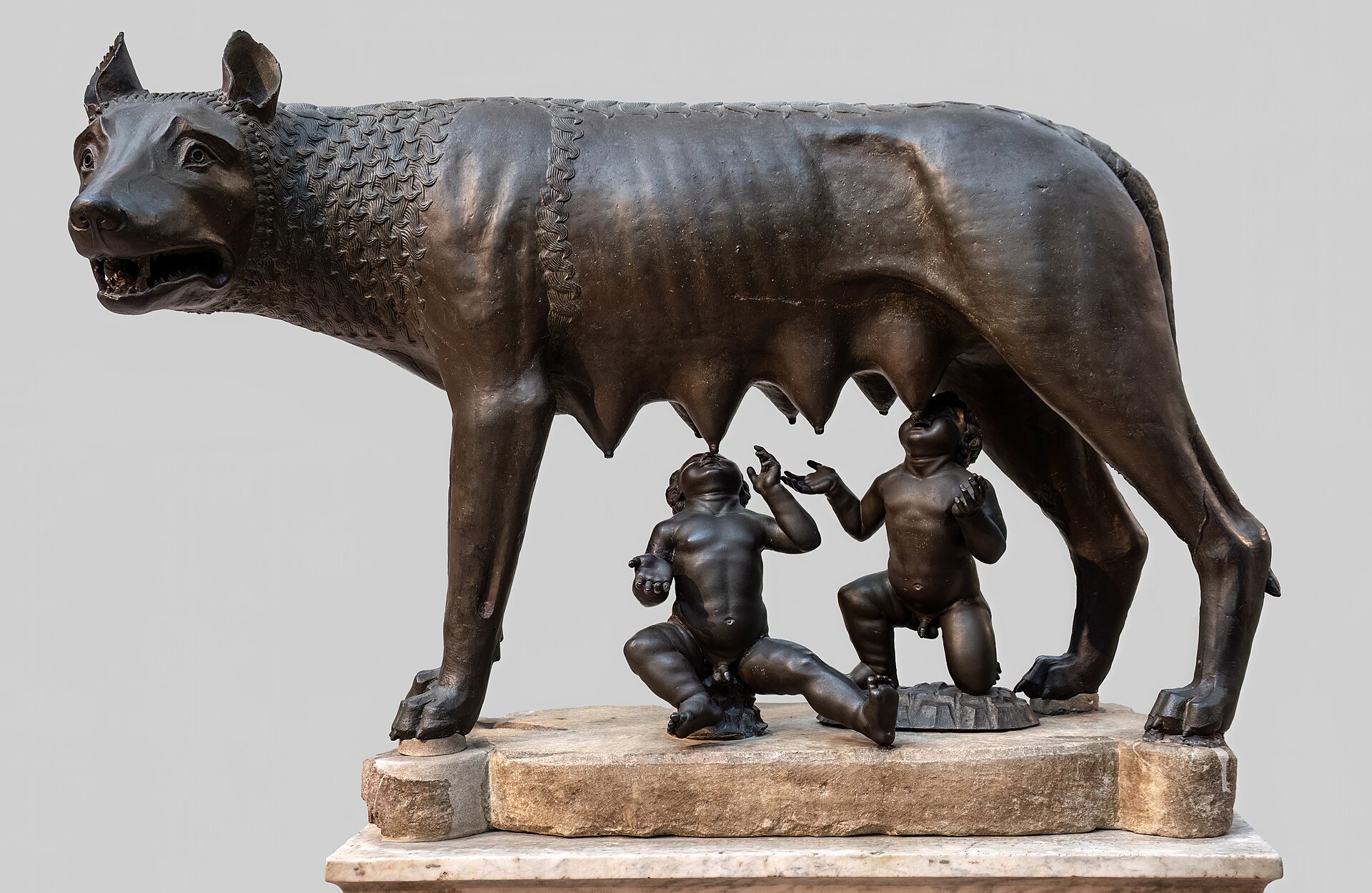 The Capitoline She-Wolf, bronze statue of the wolf suckling Romulus and Remus