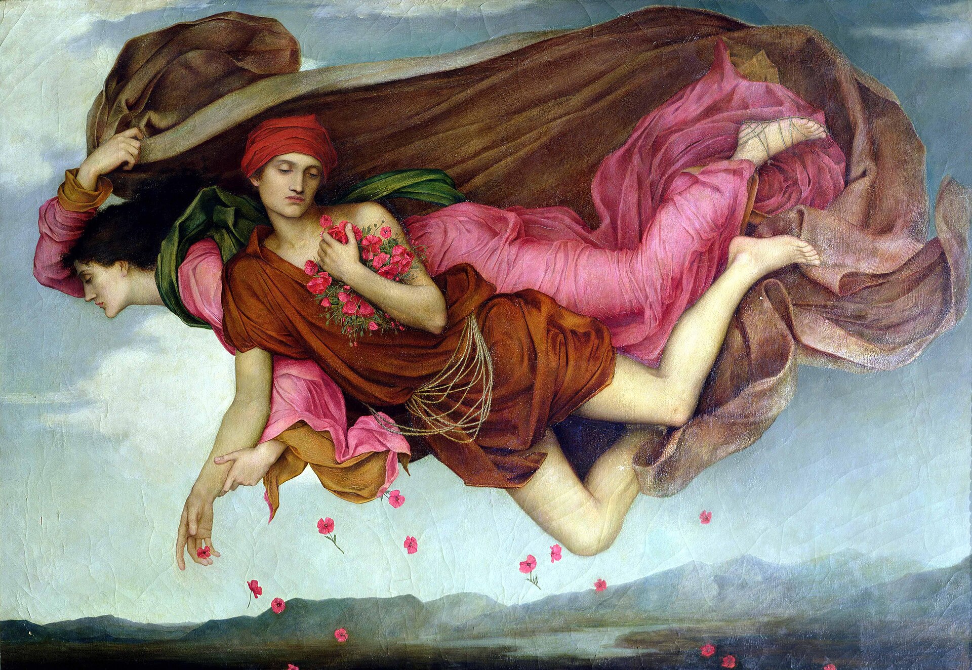 Night and her son Sleep drifting across the sky scattering poppies