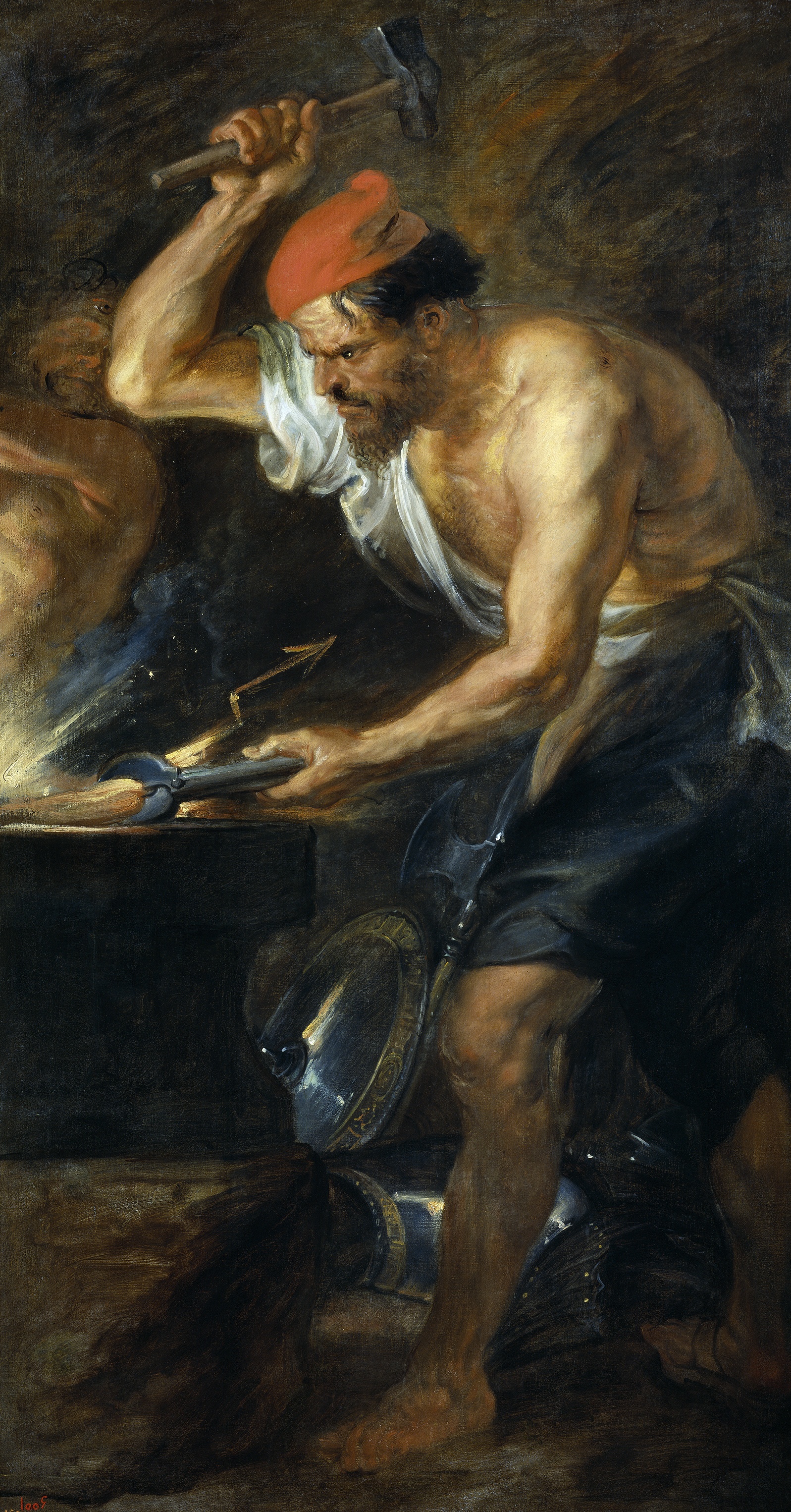 Vulcan hammering Jupiter’s thunderbolts at his anvil